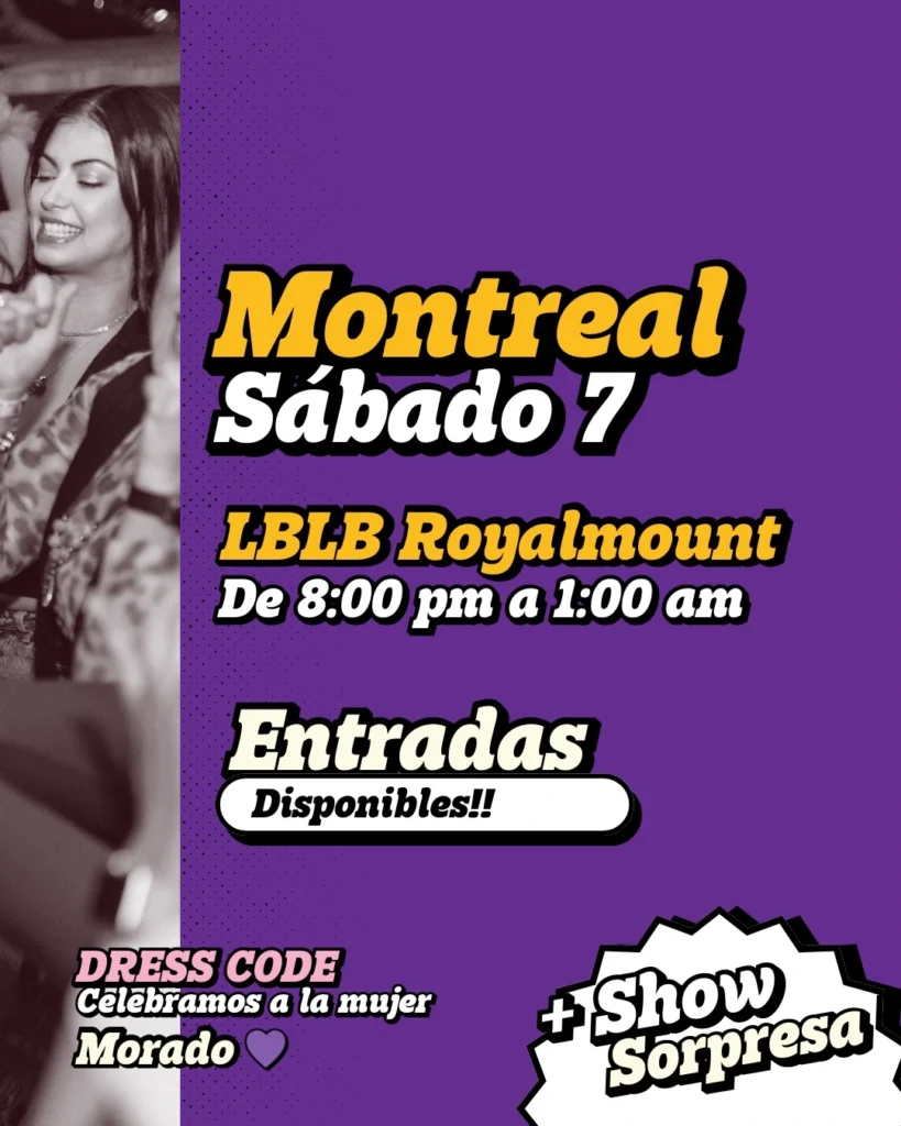 Flyer oficial del evento Noches de Despecho Montreal Marzo 2026 celebrando a la mujer