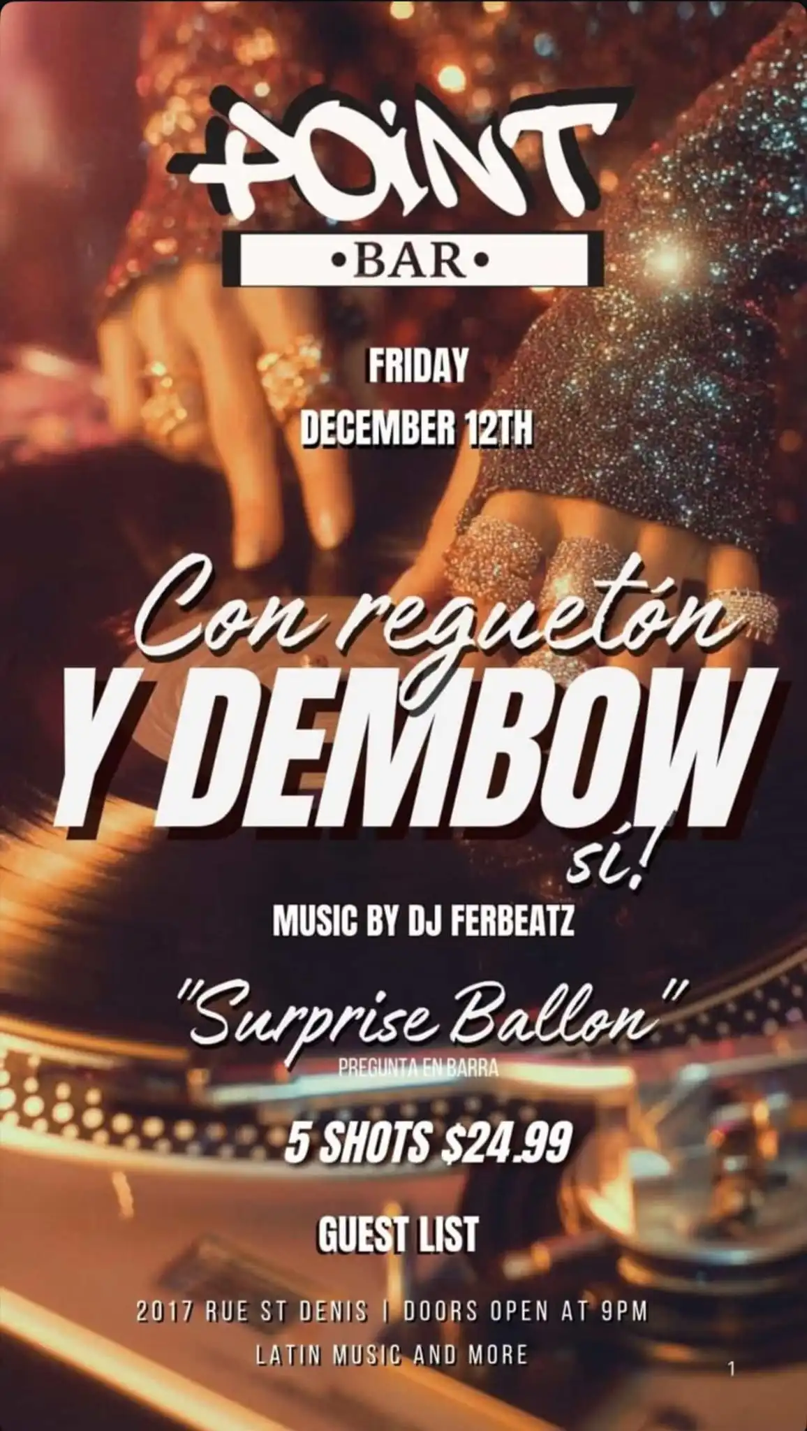 Point Bar Reggaeton Night with Ferbeatz DJ Montreal