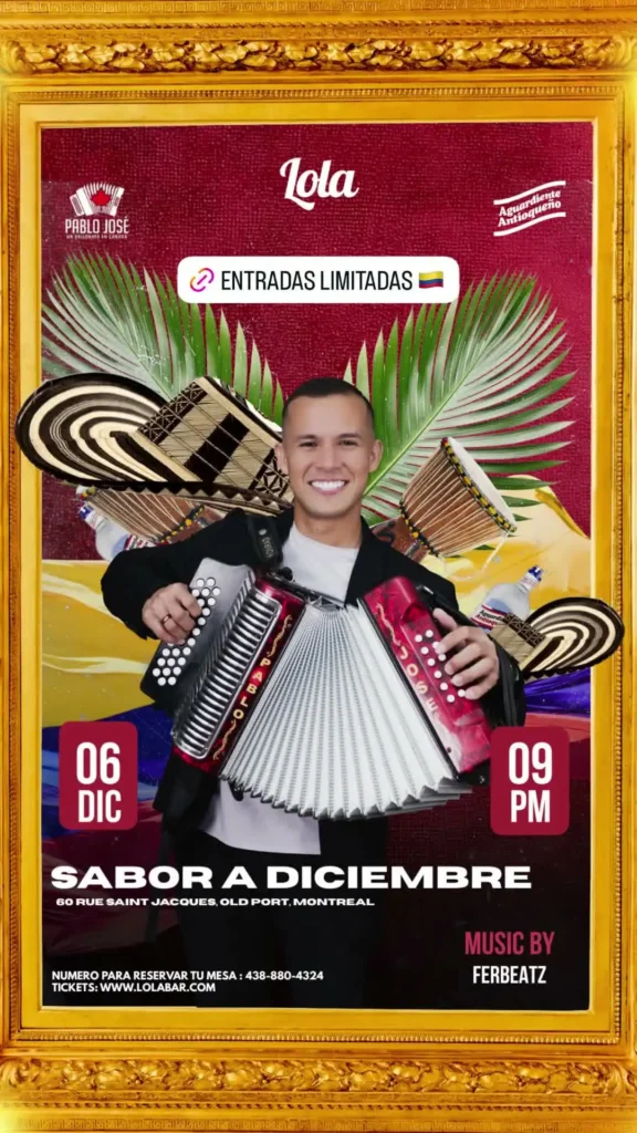 Ferbeatz DJ performing at Sabor a Diciembre, a Colombian December party at Lola Bar in Montreal