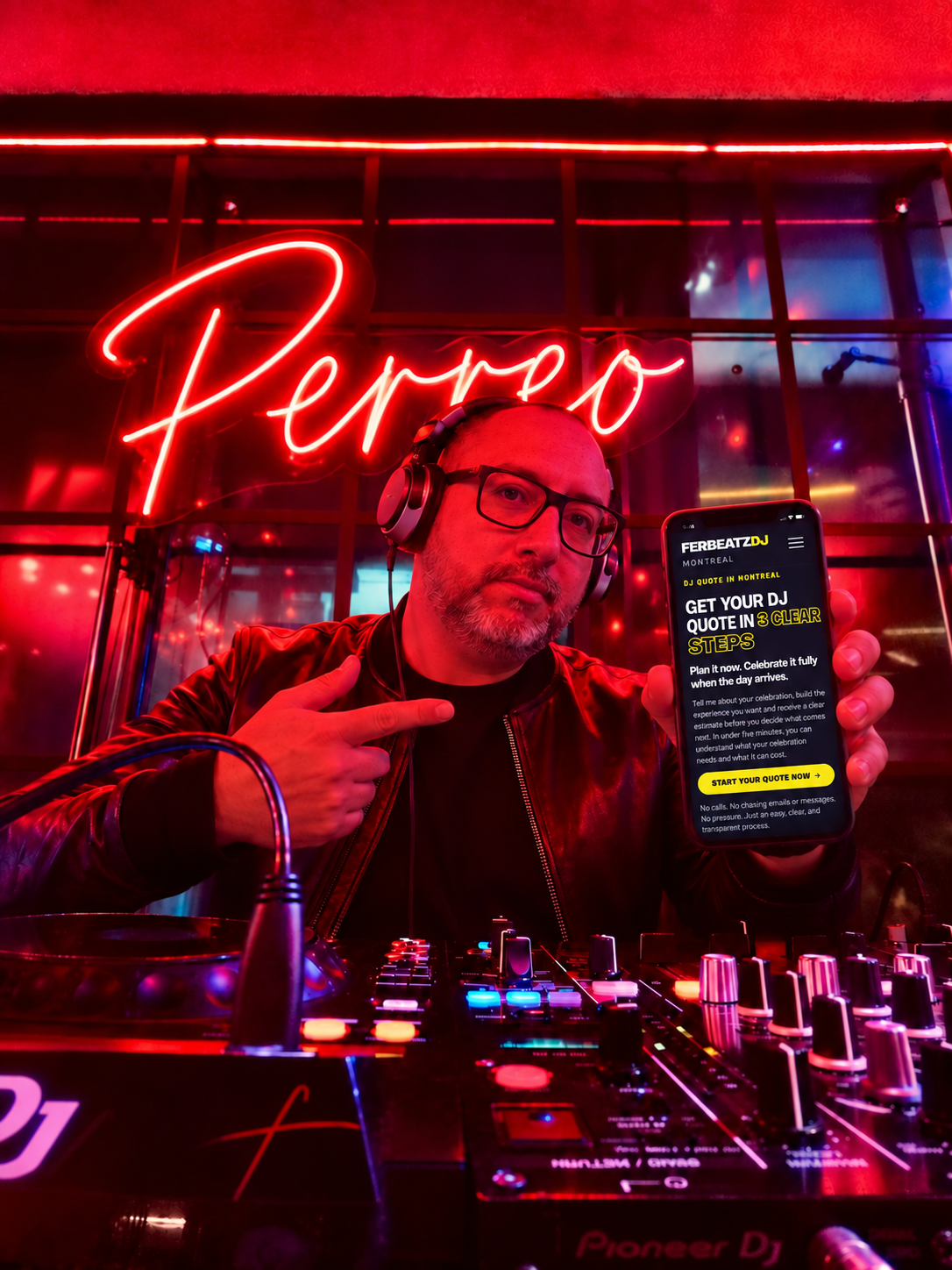 The Ferbeatz DJ quote wizard on a phone